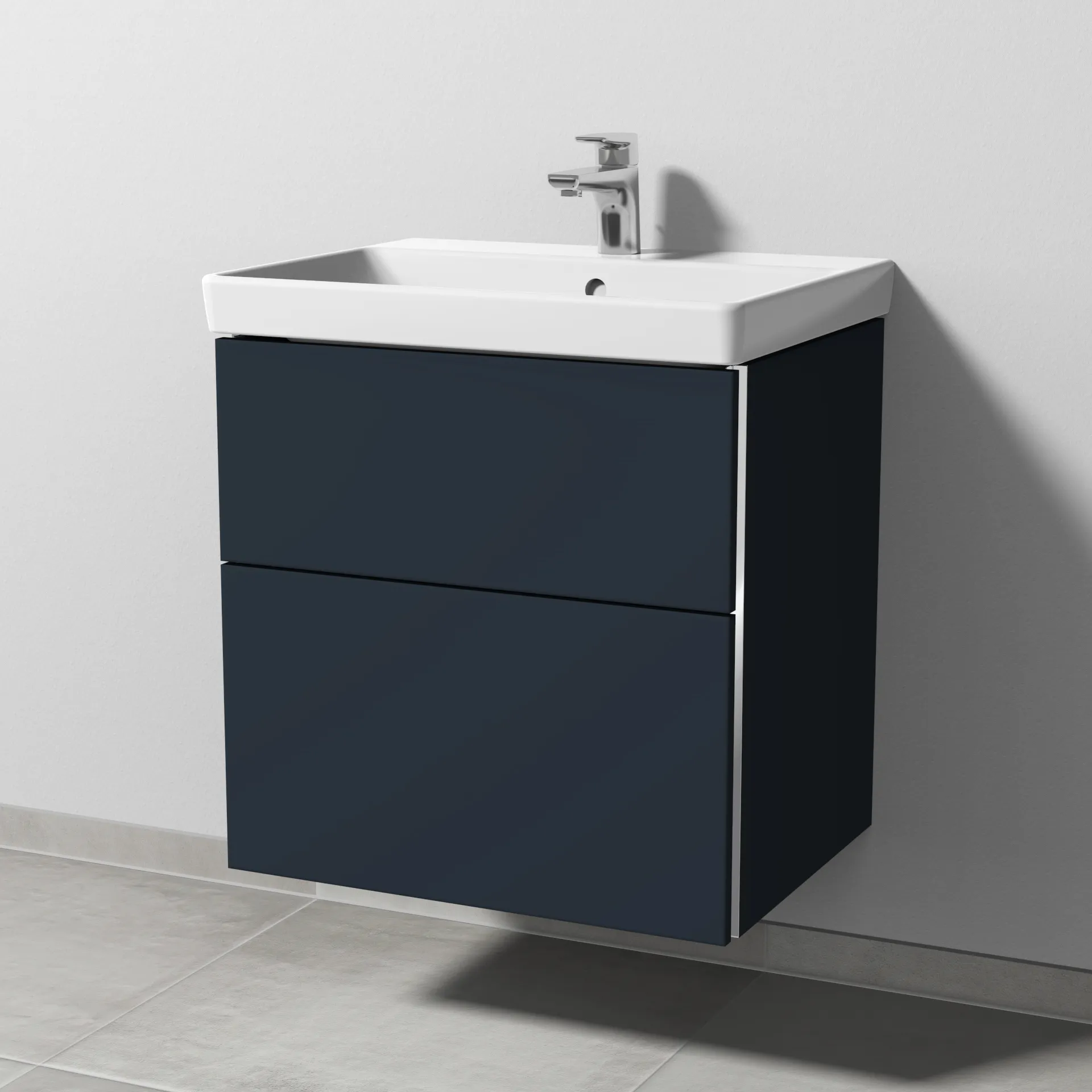 Sanipa Waschtischunterschrank „3way“ passend zu Keramik-Waschtische Avento von Villeroy & Boch 580 × 580 × 452 mm in Marine (matt)