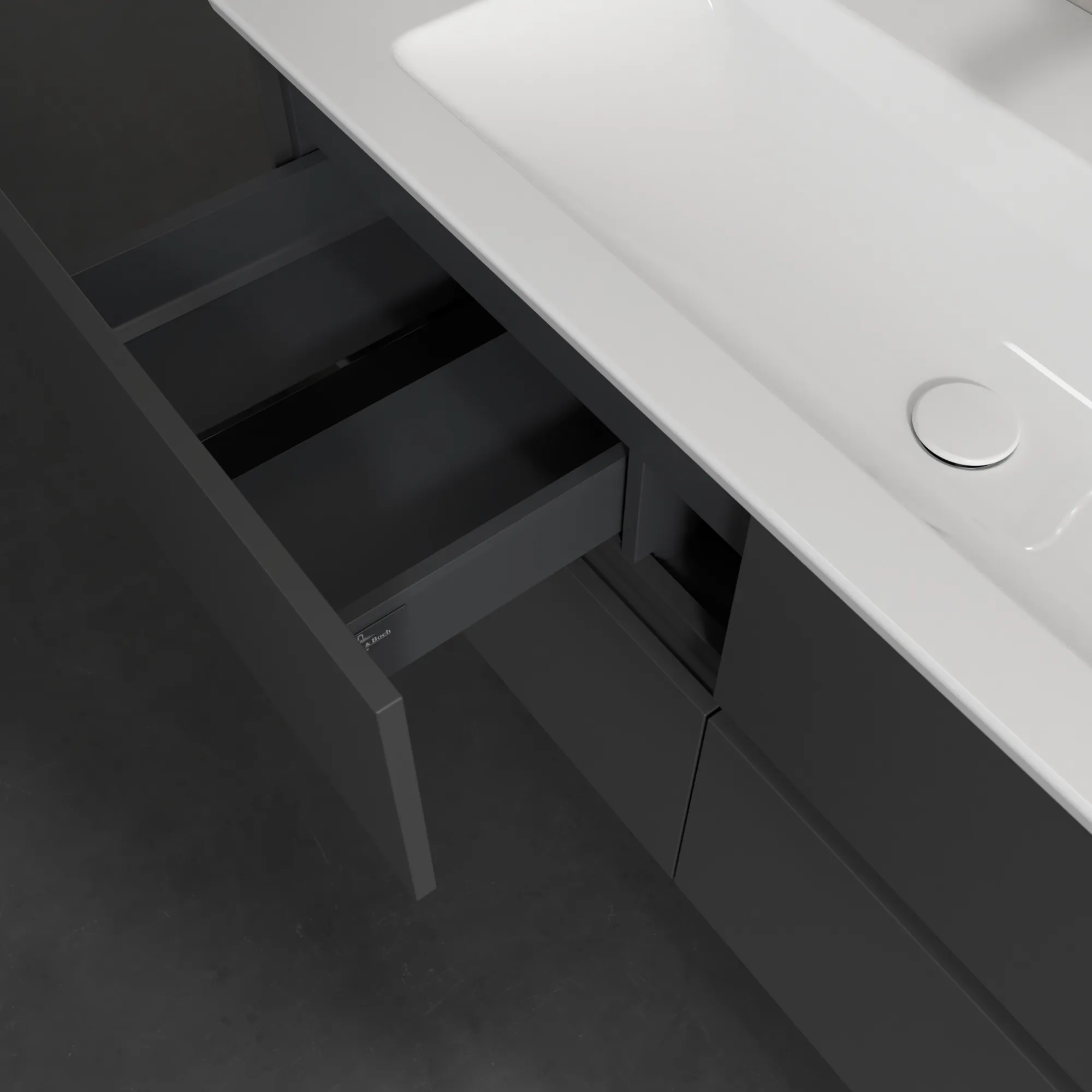 Villeroy & Boch Waschtischunterschrank „Collaro“ 1161 × 610 × 480 mm Graphite, mit Beleuchtung, für Becken mittig Villeroy & Boch Waschtischunterschrank „Collaro“ 1161 × 610 × 480 mm Graphite, mit Beleuchtung, für Becken mittig