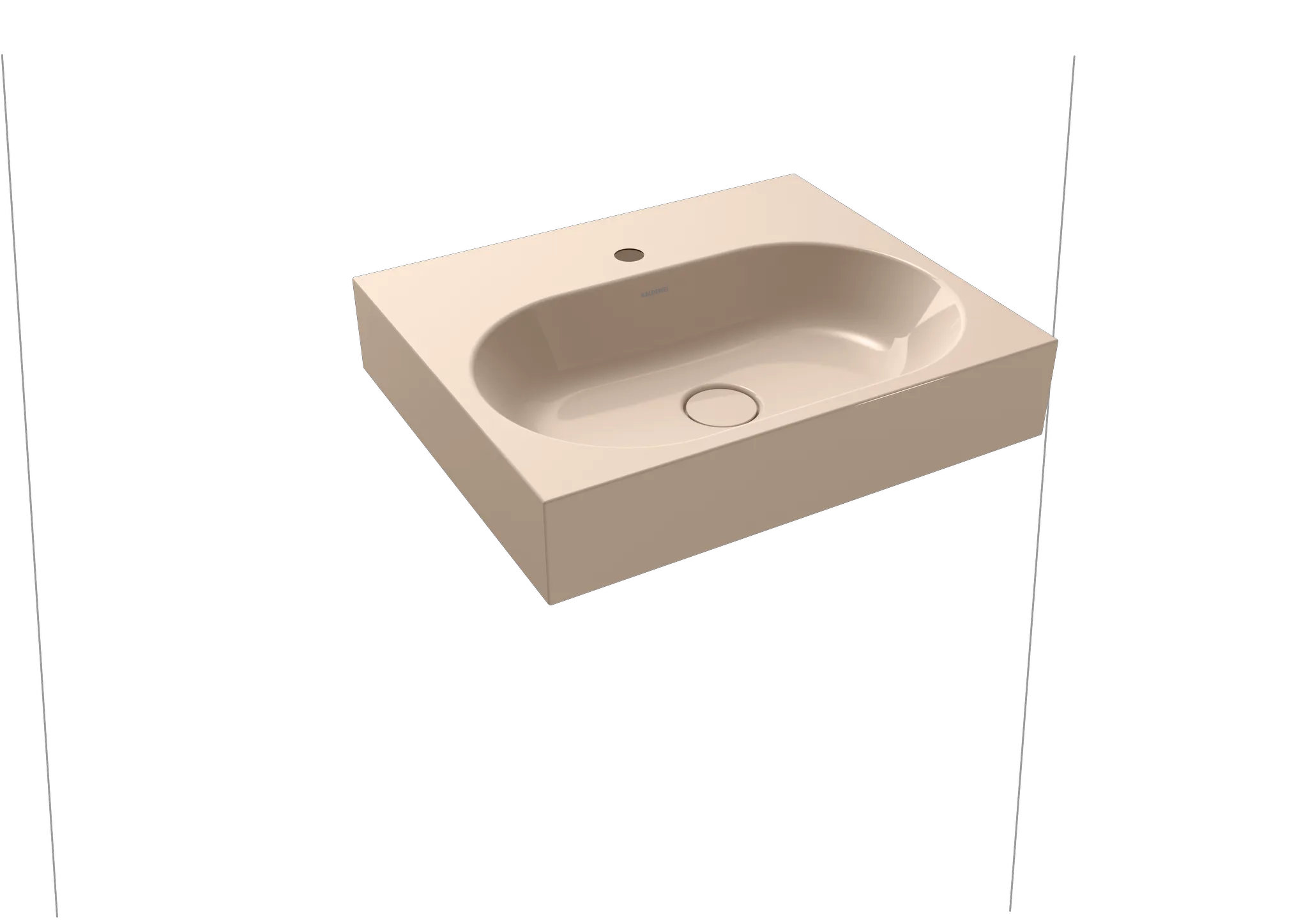 Wandwaschtisch „Centro“ 60 × 50 cm, mit Hahnlochbohrung in bahamabeige, mit Perl-Effekt