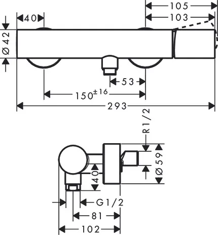 Brausenmischer Aufputz Axor Uno Zerogriff chrom