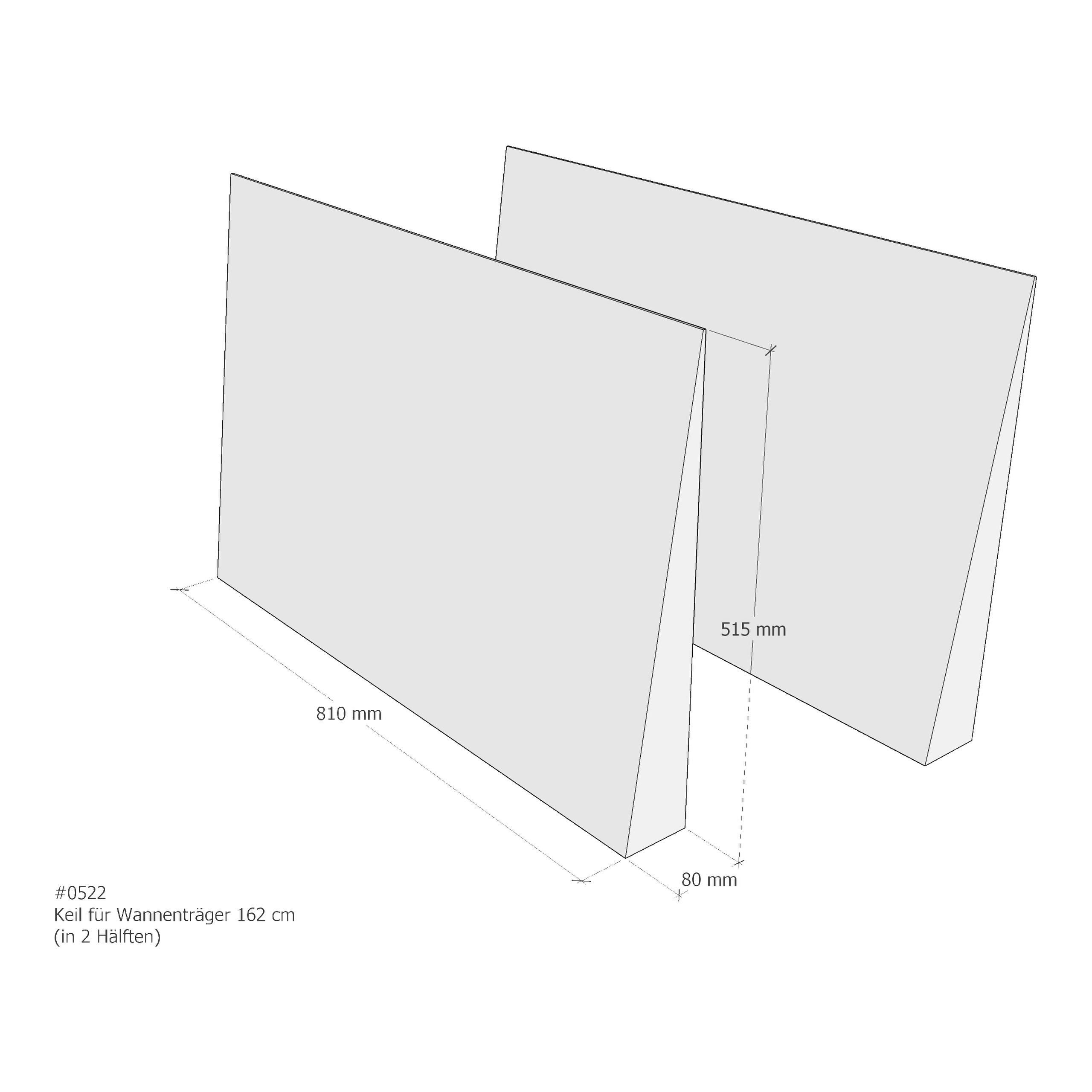 Begradigungskeil für Badewannenträger mit schrägen Seiten 78 × 5 × 51,5 cm