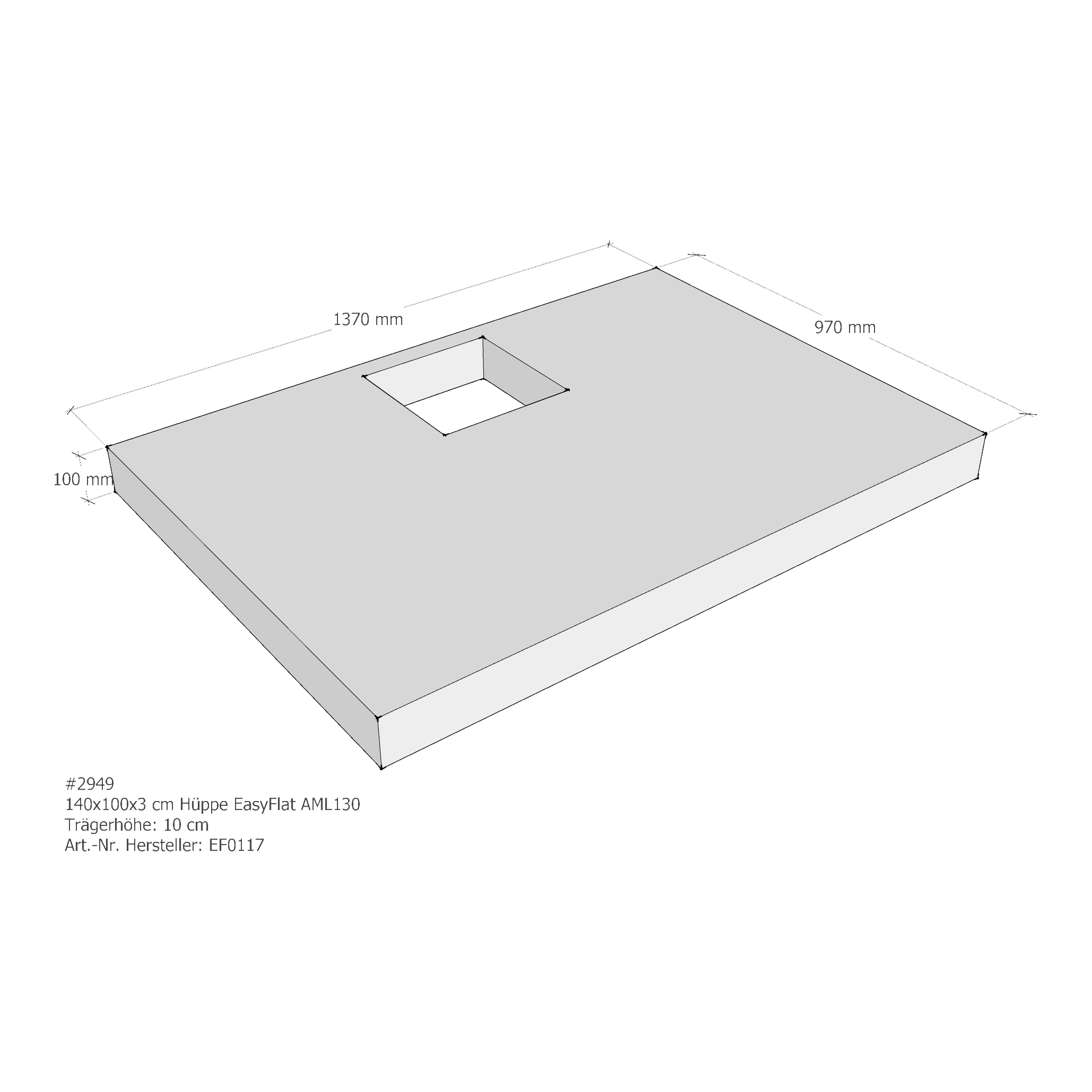 Duschwannenträger für Hüppe EasyFlat 140 × 100 × 3 cm