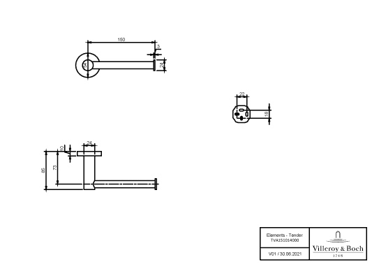 Villeroy & Boch Toilettenpapierhalter „Elements-Tender“ 17,7 × 8,3 × 5,4 cm in chrom, Befestigung verdeckt