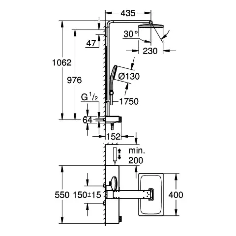 Duschsystem Rainshower Aqua Pure 100961, mit SmartControl Thermostatbatterie, Wandmontage, Kopfbrause 400 x 230 mm, 2 Strahlarten, Durchfluss 8.7 l/min, Brauseboden weiß, Handbrause 3 Strahlarten, Durchfluss 8.4 l/min, Brauseboden weiß, chrom Duschsystem Rainshower Aqua Pure 100961, mit SmartControl Thermostatbatterie, Wandmontage, Kopfbrause 400 x 230 mm, 2 Strahlarten, Durchfluss 8.7 l/min, Brauseboden weiß, Handbrause 3 Strahlarten, Durchfluss 8.4 l/min, Brauseboden weiß, chrom