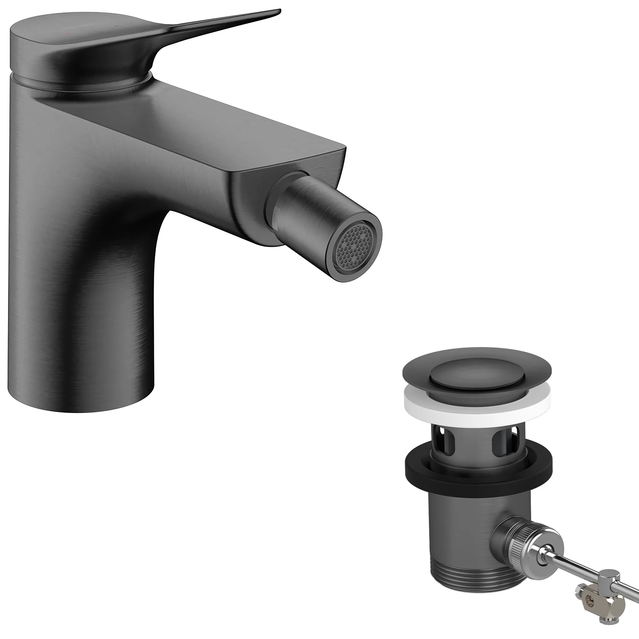 Hansgrohe Vivenis Einhebel-Bidetmischer mit Zugstangen-Ablaufgarnitur, Brushed Black Chrome Hansgrohe Vivenis Einhebel-Bidetmischer mit Zugstangen-Ablaufgarnitur, Brushed Black Chrome