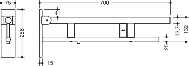 HEWI Stützklappgriff „System 900“ HEWI Stützklappgriff „System 900“