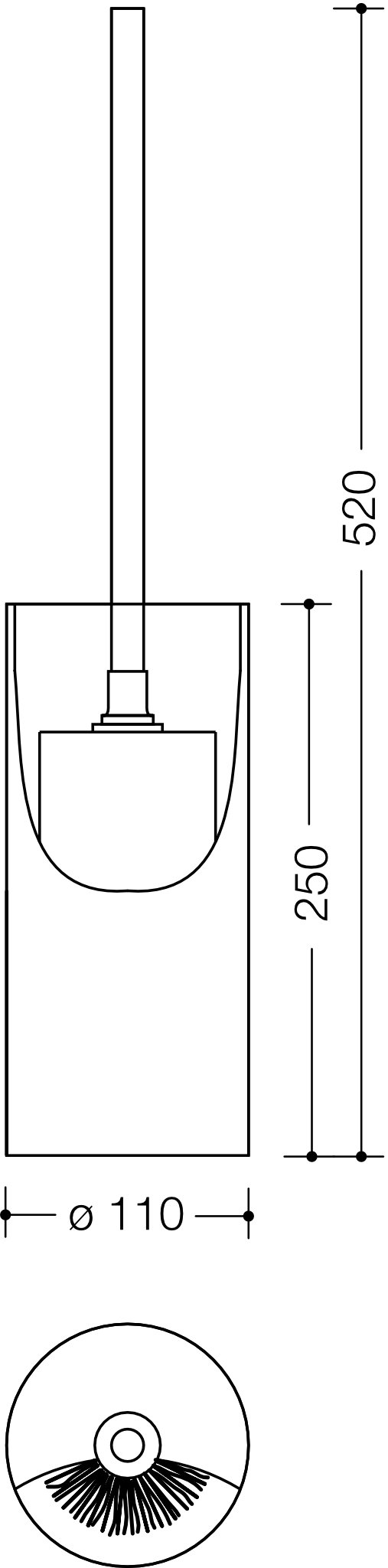 HEWI Toilettenbürstengarnitur „Serie 477“ 11 × 52 cm in Anthrazitgrau