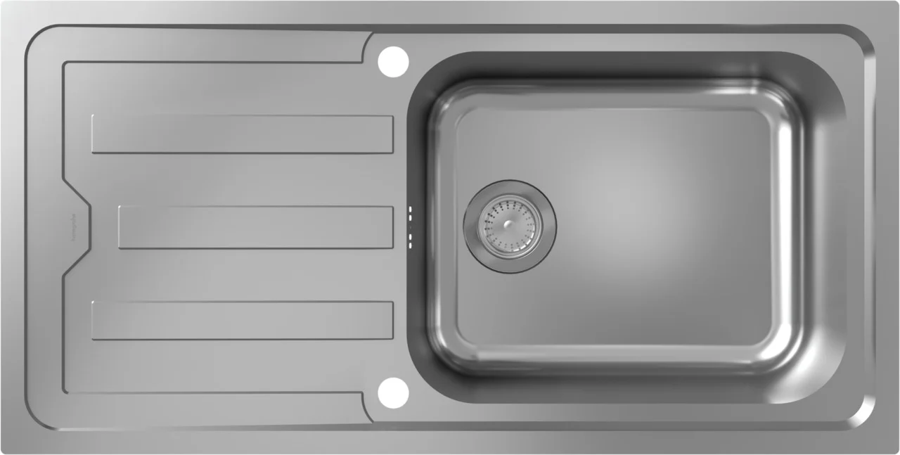 Hansgrohe Einbauspüle S44 Edelstahl, 990 x 490 mm, reversibel, flächenbündig, Beckentiefe 210 mm
