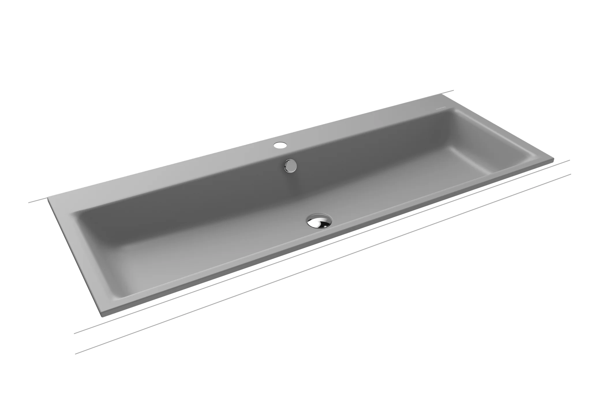 Kaldewei PURO Einbauwaschtisch, cool grey, 1200x460 mm, 14 mm Randhöhe, mit Überlauf, 1er Hahnlochbohrung