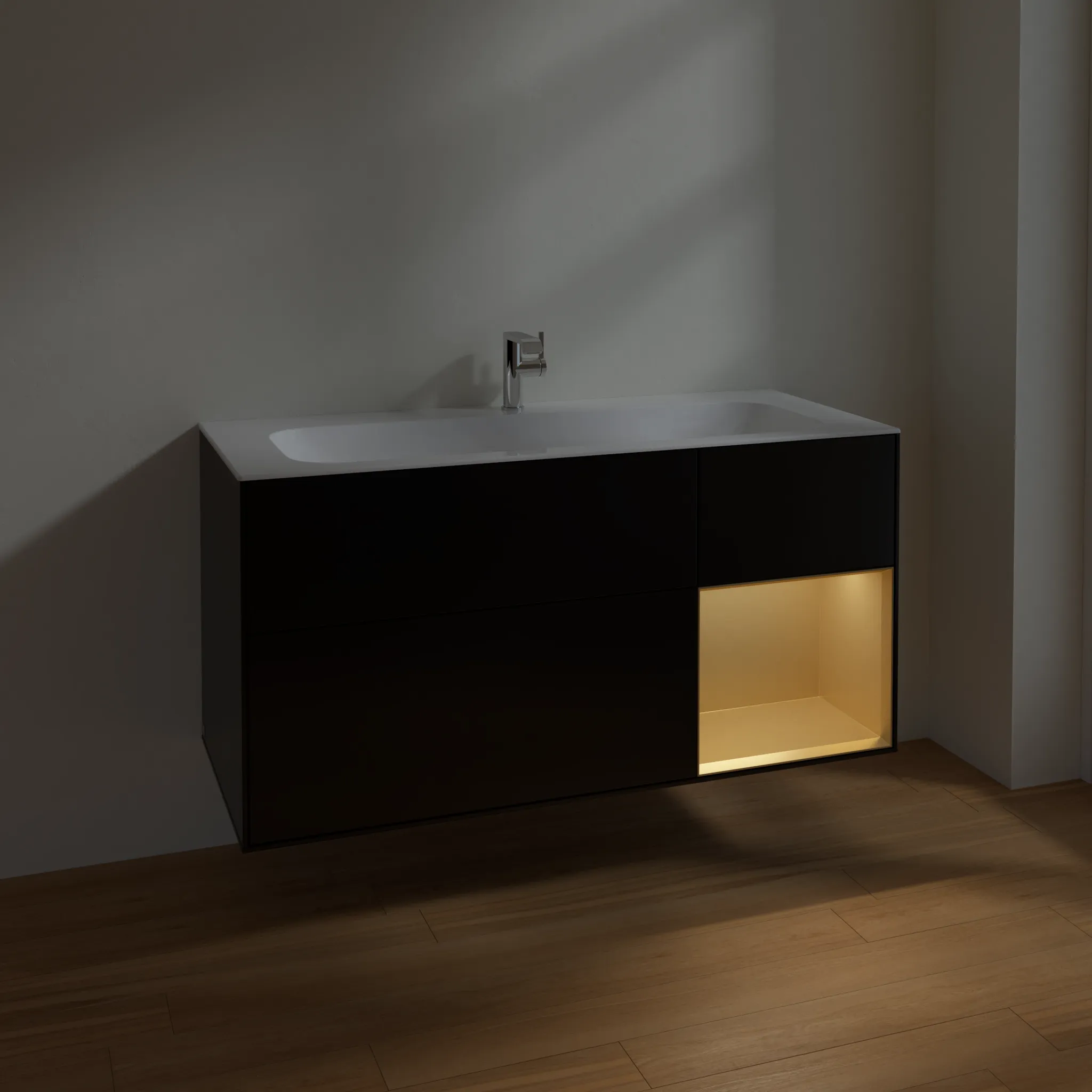Villeroy & Boch Waschtischunterschrank „Finion“ für Schrankwaschtisch 1196 × 591 × 498 mm Black Matt Lacquer, für Becken mittig Villeroy & Boch Waschtischunterschrank „Finion“ für Schrankwaschtisch 1196 × 591 × 498 mm Black Matt Lacquer, für Becken mittig