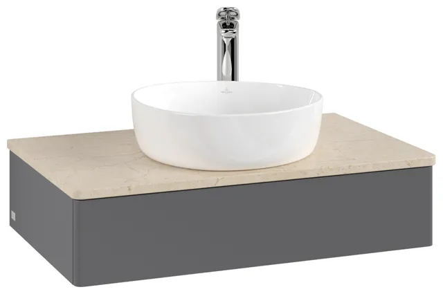 Villeroy & Boch Waschtischunterschrank „Antao“ 800 × 190 × 500 mm Anthracite Matt Lacquer, für Becken mittig, mit Beleuchtung