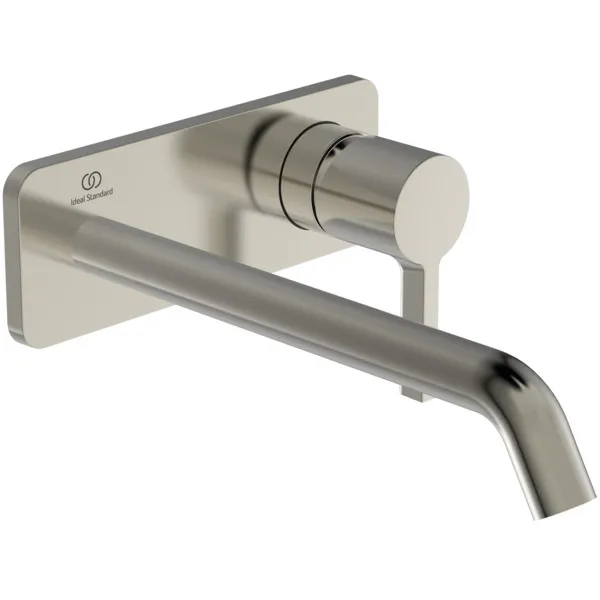 Ideal Standard Wand-Waschtischarmatur Joy Arm A7381GN, eckige Rosette, 220mm Ausladung, Silver Storm
