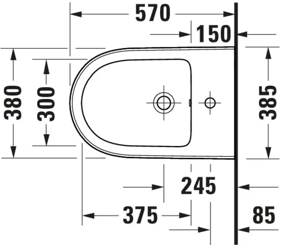 Duravit Wand-Bidet „Qatego“, Befestigung sichtbar 38,5 × 57 × 28,5 cm Duravit Wand-Bidet „Qatego“, Befestigung sichtbar 38,5 × 57 × 28,5 cm