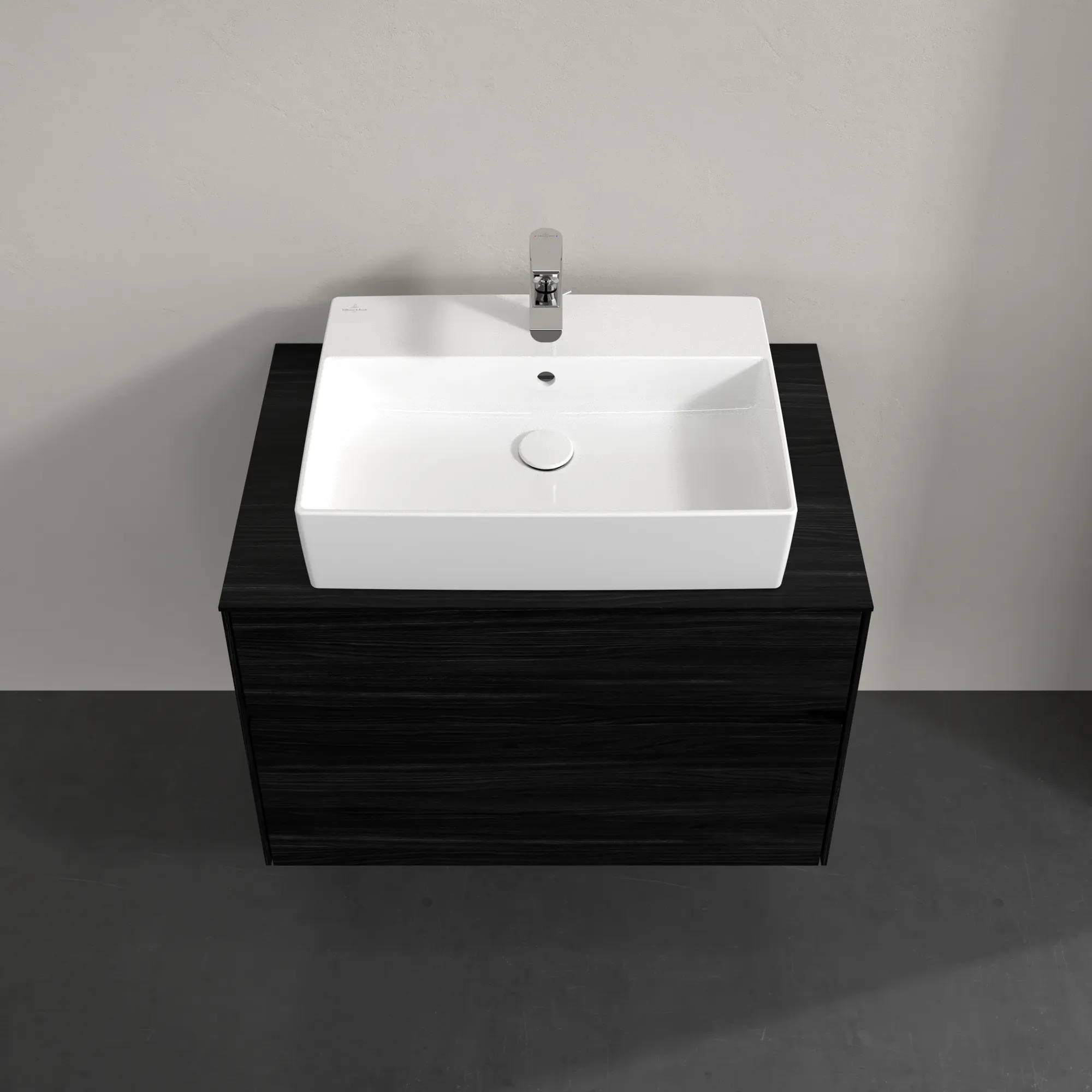 Villeroy & Boch Waschbeckenunterschrank Collaro C124B0, Eckig Black Oak, 800x548x500mm, mit Beleuchtung und SoftClosing