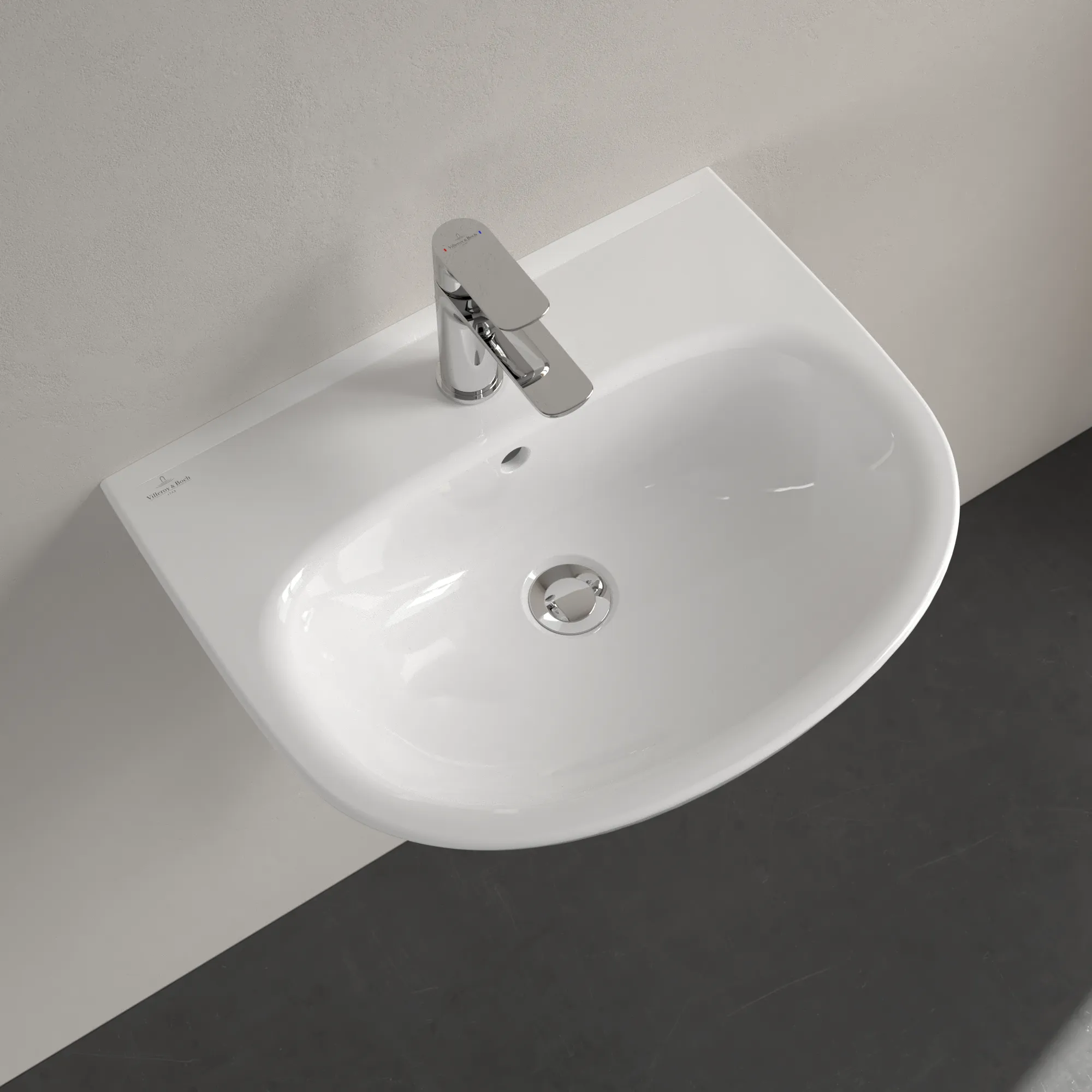Villeroy & Boch Wandwaschtisch „O.novo“ 550 × 440 × 180 mm, für Becken mittig, Hahnlochposition mittig in Weiß Alpin Villeroy & Boch Wandwaschtisch „O.novo“ 550 × 440 × 180 mm, für Becken mittig, Hahnlochposition mittig in Weiß Alpin