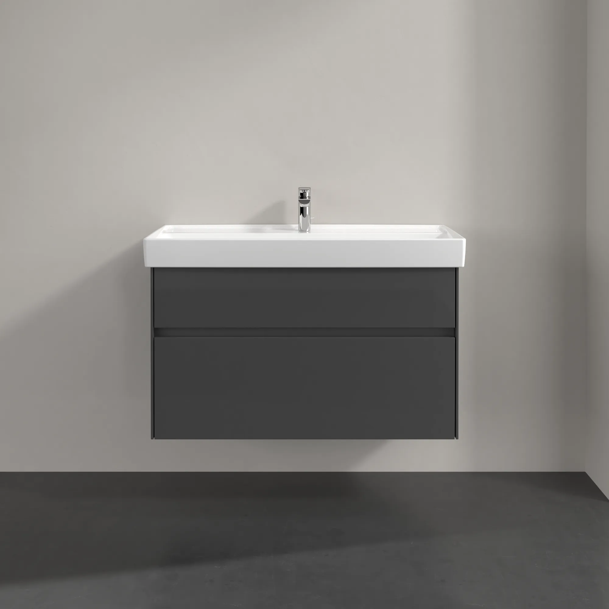 Villeroy & Boch Waschtischunterschrank „Collaro“ 954 × 546 × 444 mm Glossy Grey, für Becken mittig, mit Beleuchtung