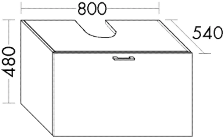 Waschtischunterschrank Sys30 von burgbad - 800 mm breit, 480 mm hoch, 540 mm tief, inkl. Metallkonsole und Raumsparsiphon