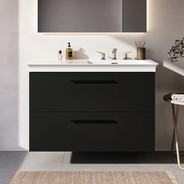 Ideal Standard Möbelwaschtischunterschrank i.life B 2 Auszüge Siphon rechts Quarzgrau matt Ideal Standard Möbelwaschtischunterschrank i.life B 2 Auszüge Siphon rechts Quarzgrau matt