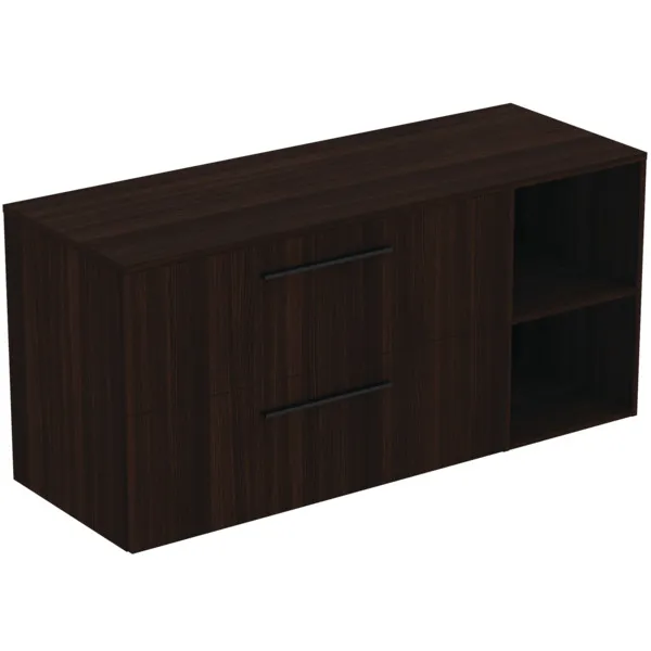Möbel-Set 140cm i.life B 2 Auszüge 2 offene Fächer Griff Schwarz Weiß matt