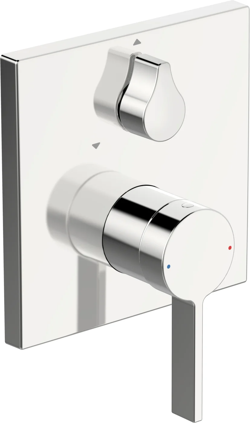 HansaLOFT Wannen- und Brausearmatur, Einhebelmischer Fertigmontageset für Wanne/Brause, Rosette eckig Chrom