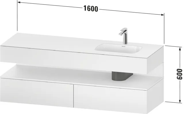 Einbauwaschtisch mit Konsolenwaschtischunterbau „Qatego“ 160 × 55 × 60 cm, mit Beleuchtung Einbauwaschtisch mit Konsolenwaschtischunterbau „Qatego“ 160 × 55 × 60 cm, mit Beleuchtung