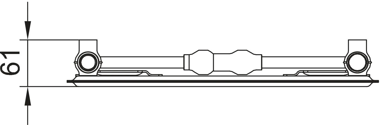 Flachheizkörper Verteo Profil Typ 10, HxLxT: 1200x300x61 mm, Farbe: Weiß RAL 9016 seidenglanz, 10 bar, Abdeckung: ohne, Wärmeleistung 75/65-20: 435 Watt, Winkelkonsole kurz