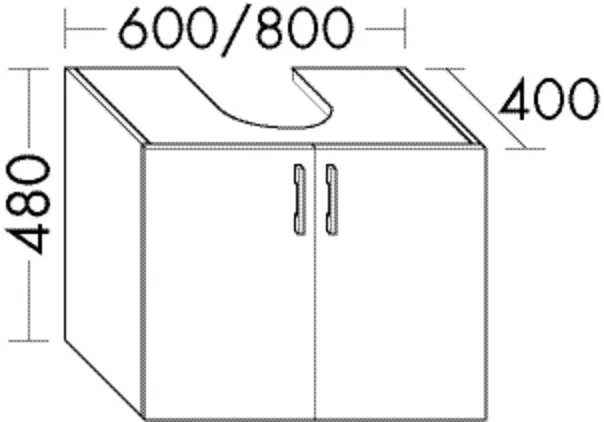 Waschtischunterschrank Sys30 von burgbad - 480 mm hoch, 600 mm breit, 400 mm tief, 2 Türen, inkl. Metallkonsolen