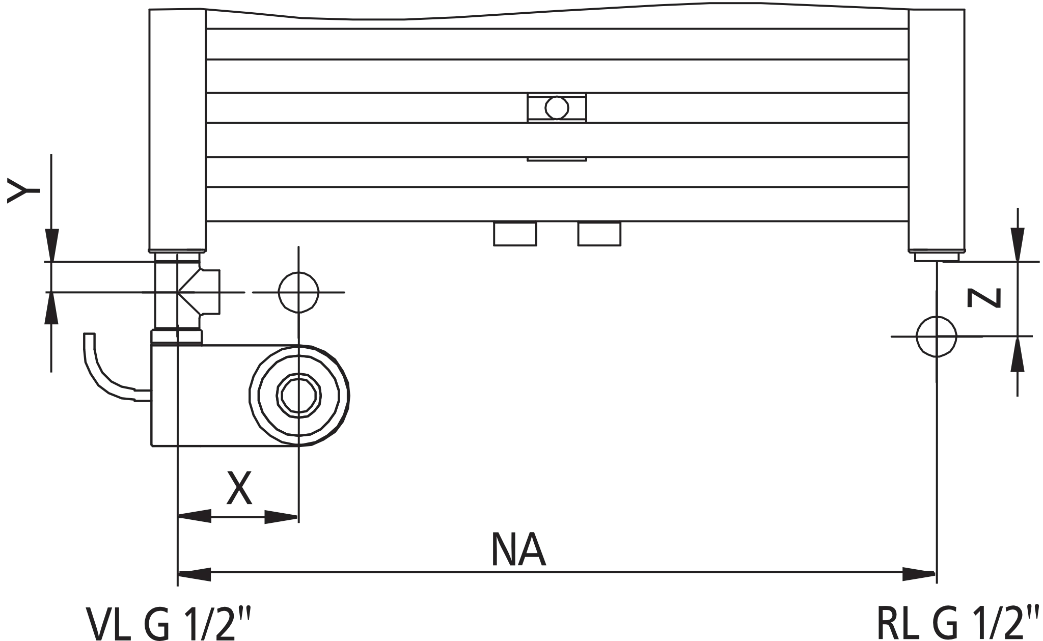 Kermi Design-Heizkörper „Duett®“ 48,4 × 118,8 cm in Weiß