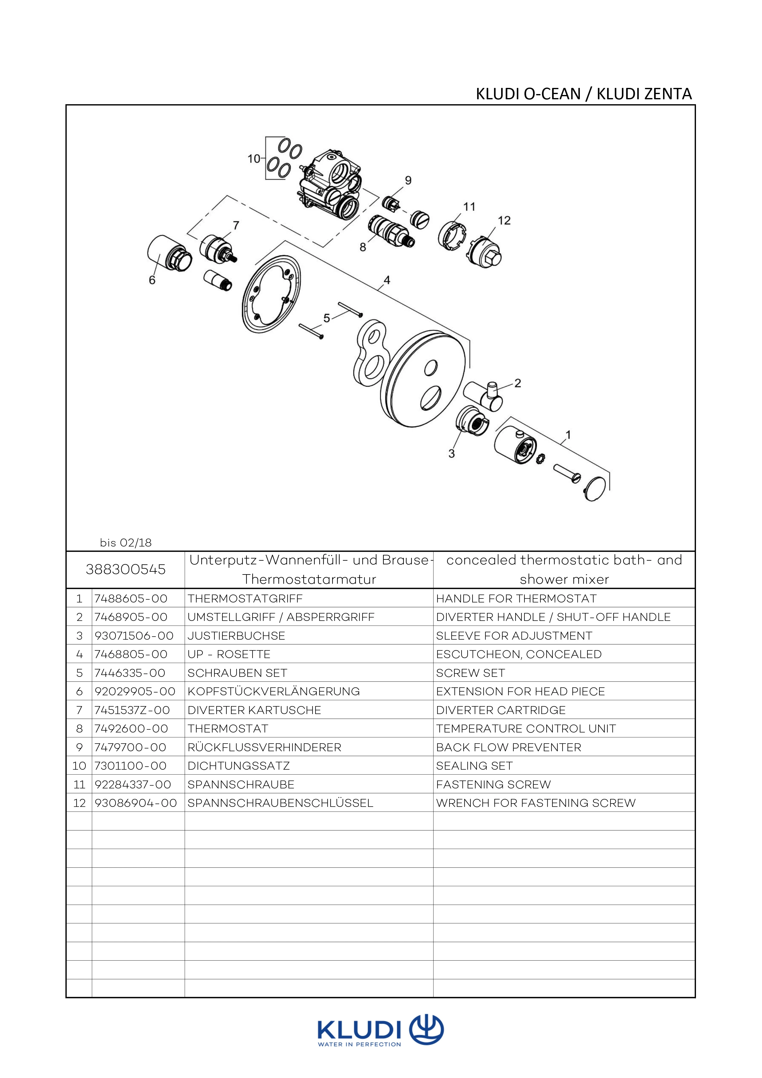 ZENTA Unterputz-Wannen-/Brause-Thermostatarmatur Feinbau-Set mit Funktionseinheit chrom