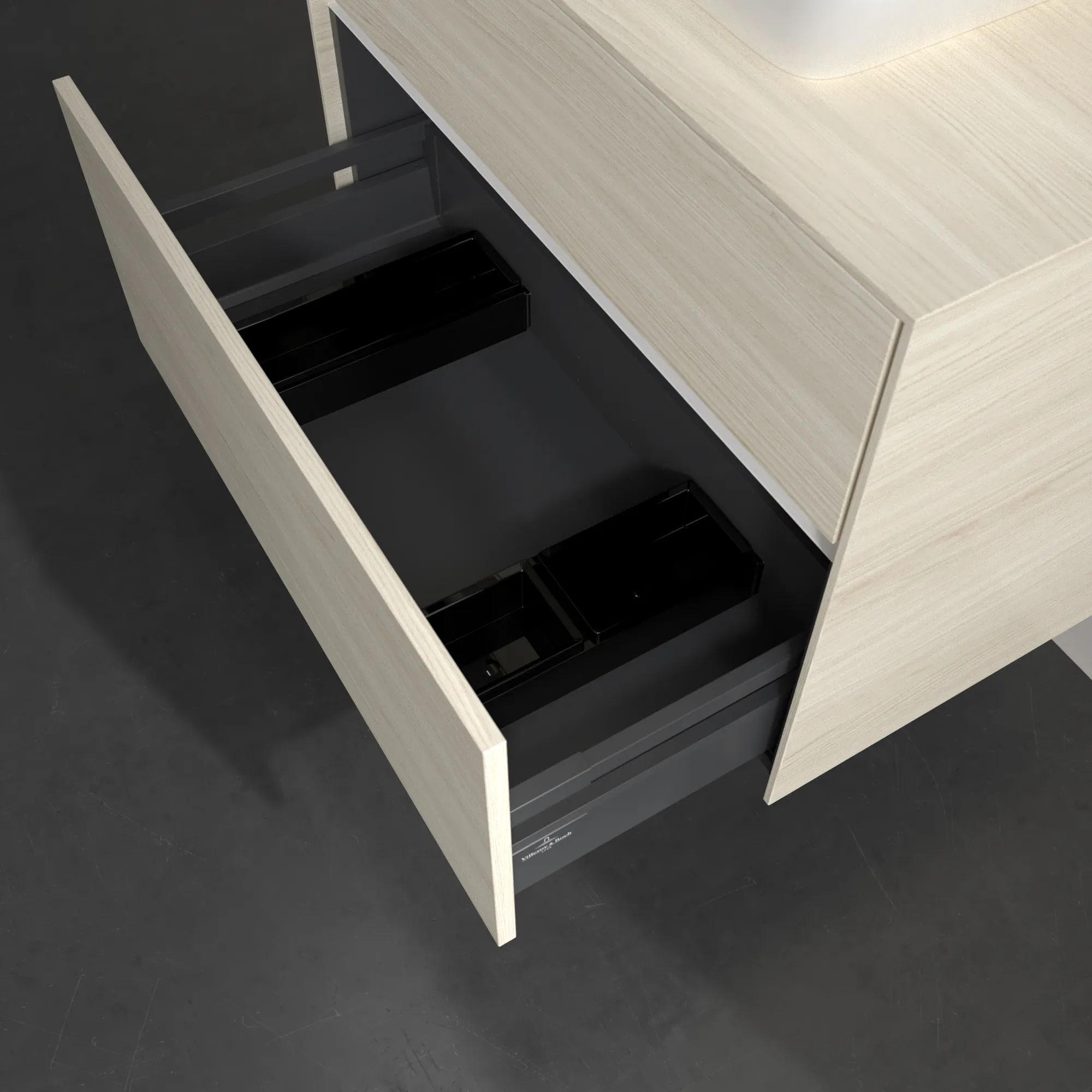 Villeroy & Boch Waschbeckenunterschrank Collaro C108B0, Eckig White Oak, 800x548x500mm, mit Beleuchtung und SoftClosing, 2 Auszüge
