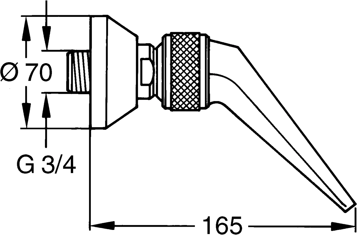 HansaJET Kopfbrause HansaJET 0439 1-strahlig G3⁄4 Ausladung 165 mm DN20 Chrom