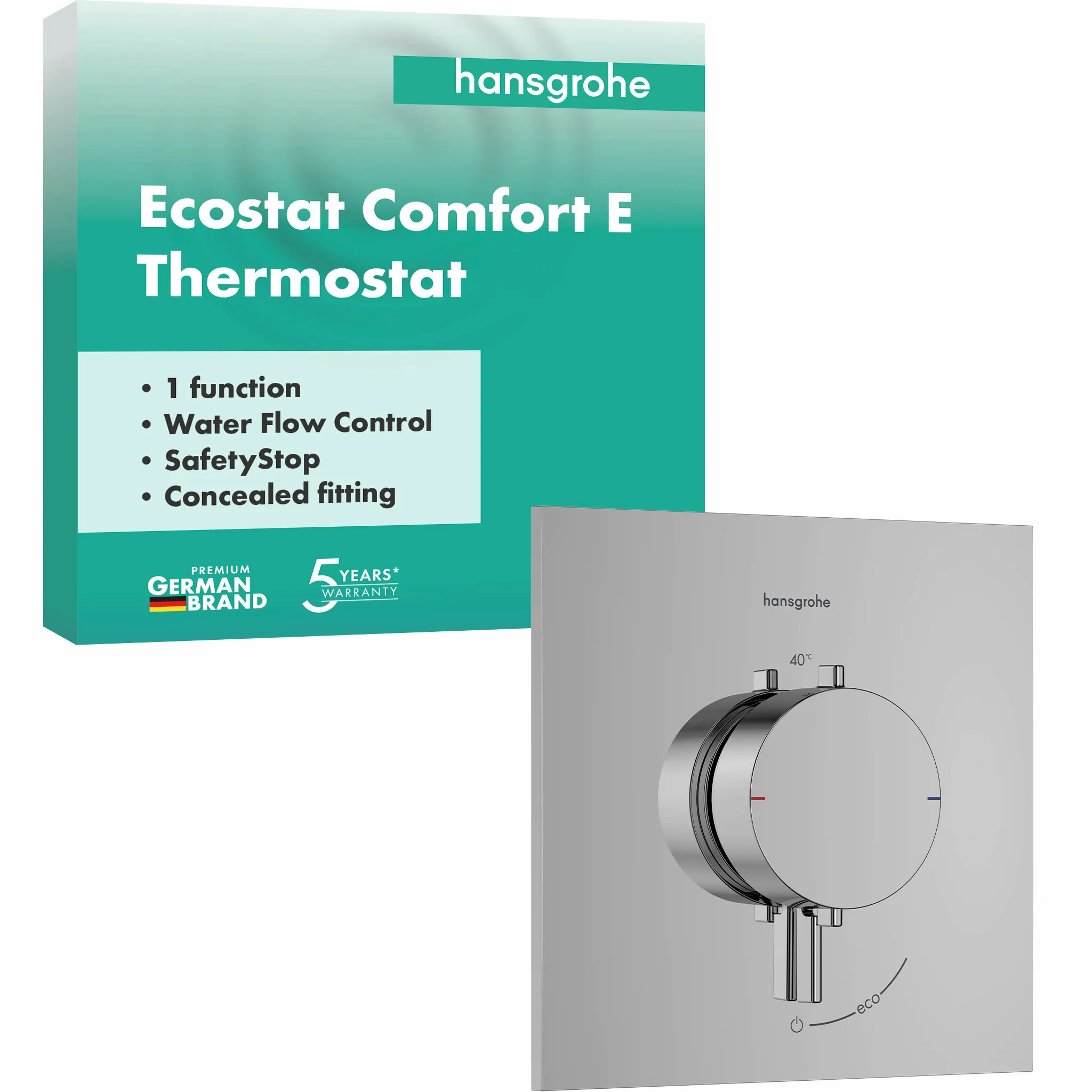Hansgrohe Ecostat Comfort E Thermostat Unterputz für 1 Verbraucher, Chrom