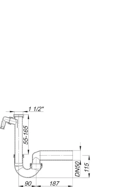 Röhren-Siphon 100/1, 1 1/2″ x DN 40/DN 50