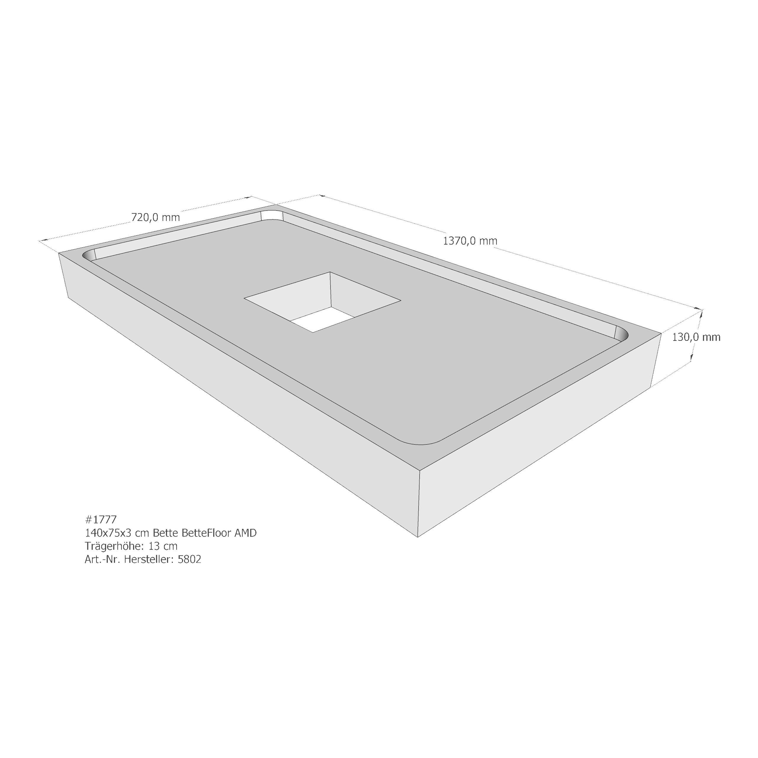 Duschwannenträger für Bette BetteFloor 140 × 75 × 3 cm