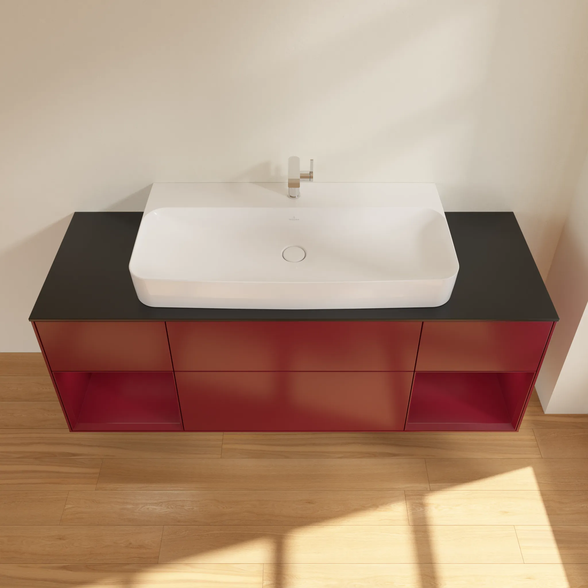 Villeroy & Boch Waschtischunterschrank „Finion“ für Schrankwaschtisch 160 × 60,3 × 50,1 cm 4 Schubladen, für Waschtischposition mittig, inkl. Beleuchtung mittig