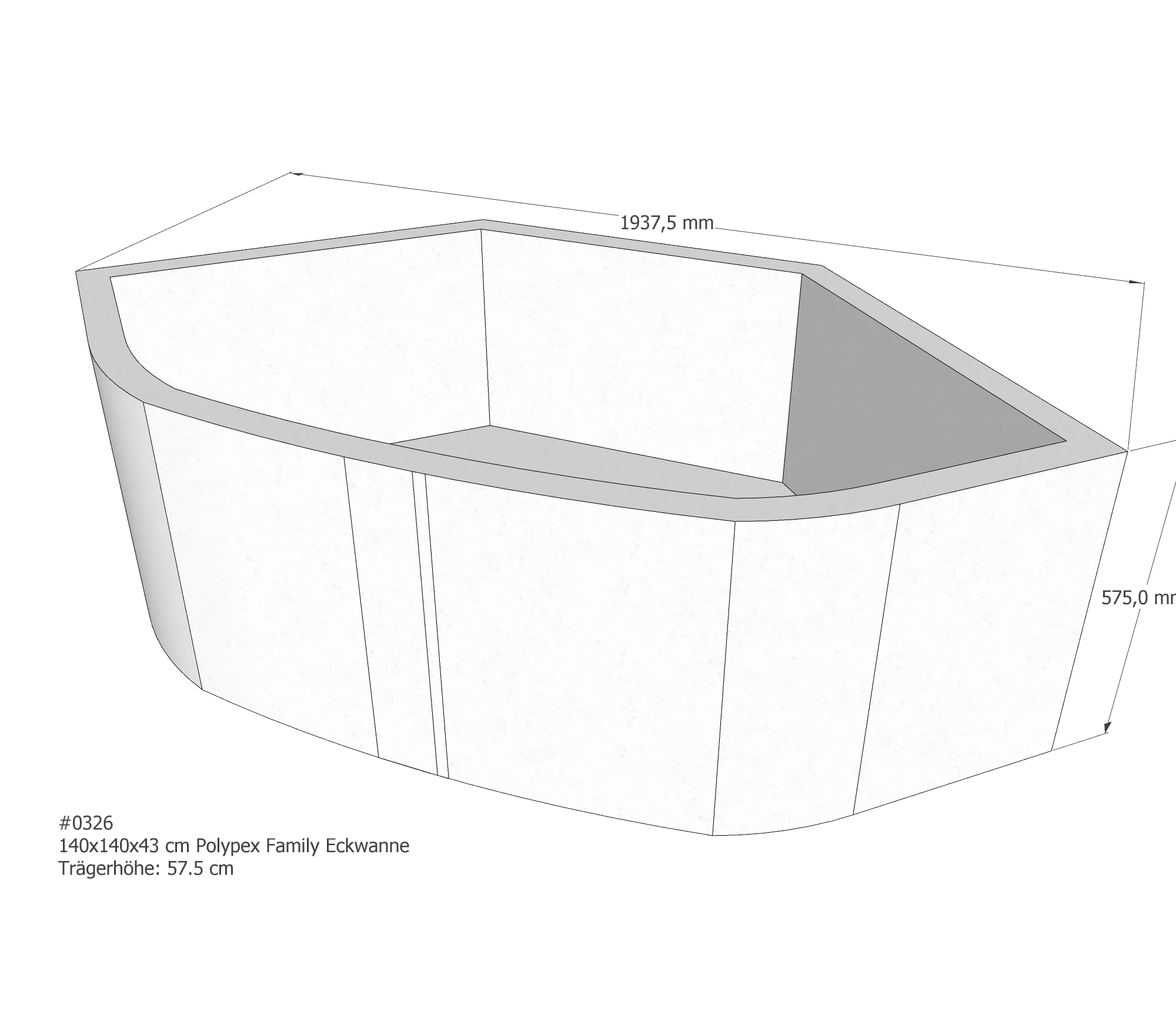 Badewannenträger passend für Polypex Family 140 × 140 × 43 cm