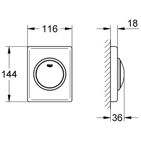 Grohe Urinal-Betätigung Skate 38595, 116 x 144 mm, mattchrom Grohe Urinal-Betätigung Skate 38595, 116 x 144 mm, mattchrom