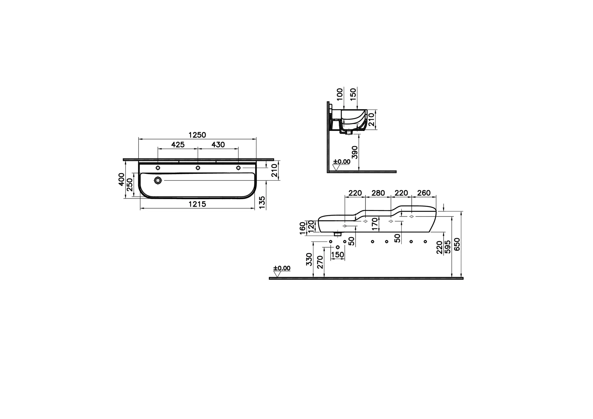 Sento Kids Reihenwaschtisch 125 cm mit Überlaufloch Weiß Hochglanz Sento Kids Reihenwaschtisch 125 cm mit Überlaufloch Weiß Hochglanz