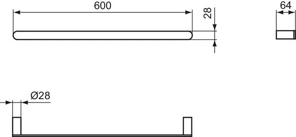 Handtuchstange Conca, rund, 600mm, Brushed Gold Handtuchstange Conca, rund, 600mm, Brushed Gold