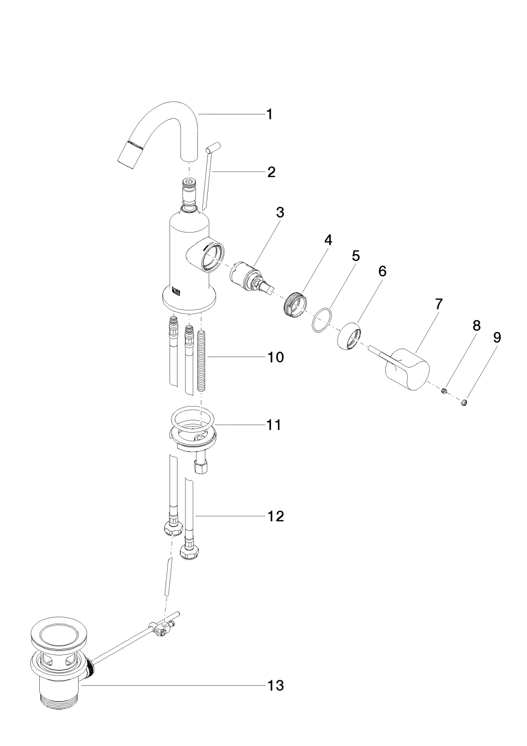 Bidet-Einhandbatterie mit Ablaufgarnitur VAIA Chrom 33600809