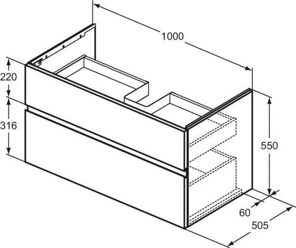 Ideal Standard Waschtischunterschrank „Finesse“ 100 × 55 × 50,5 cm Greige matt