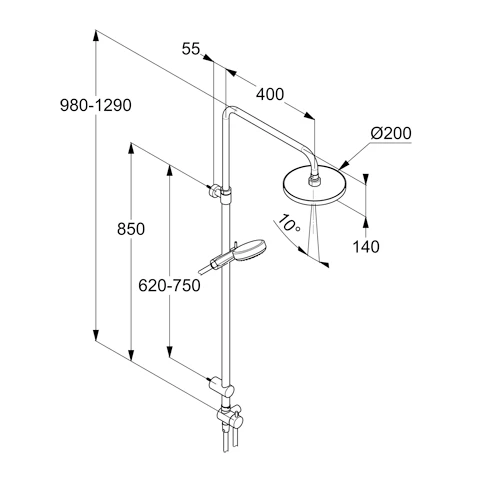 DIVE Dual Shower System Dive S 3S chrom