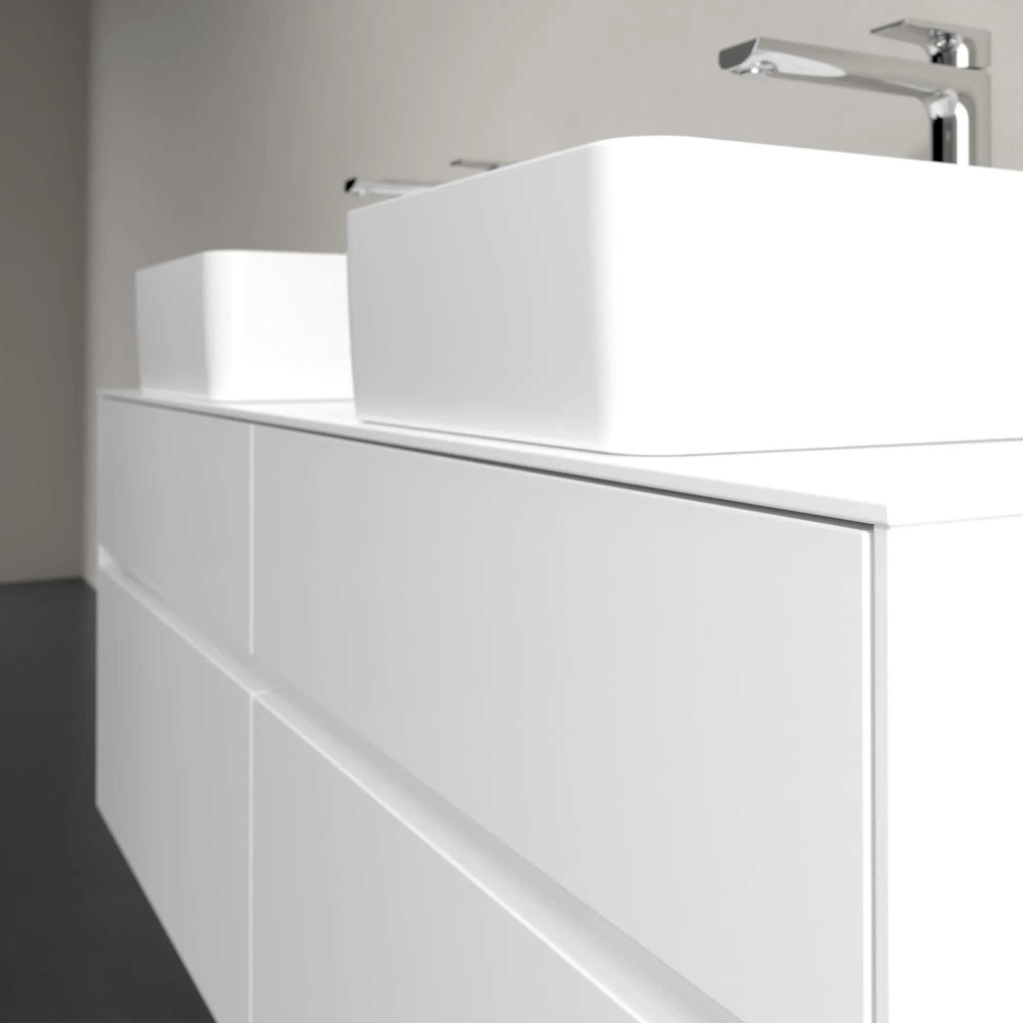 Villeroy & Boch Waschtischunterschrank „Collaro“ 1400 × 548 × 500 mm Glossy White, ohne Beleuchtung, für links und rechts