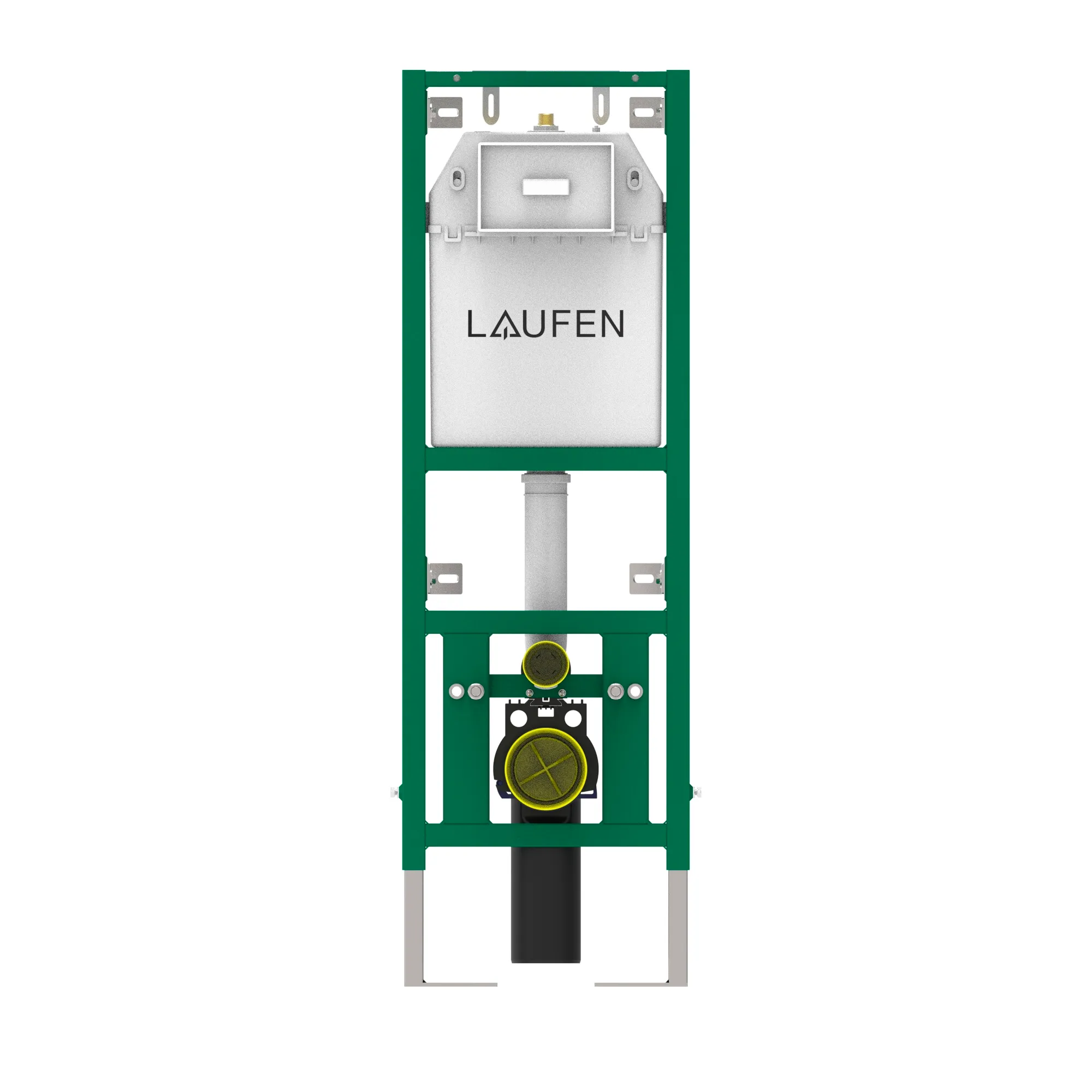 Eck-Installationselement INEOLINK mit Spülkasten für Wand-WC, Bauhöhe 1120 mm, Stahlrahmen, Füße höhenverstellbar und drehbar, Spülkasten vormontiert, für Frontbetätigung, mit Dual-Flush 2-Mengen-Spülsystem