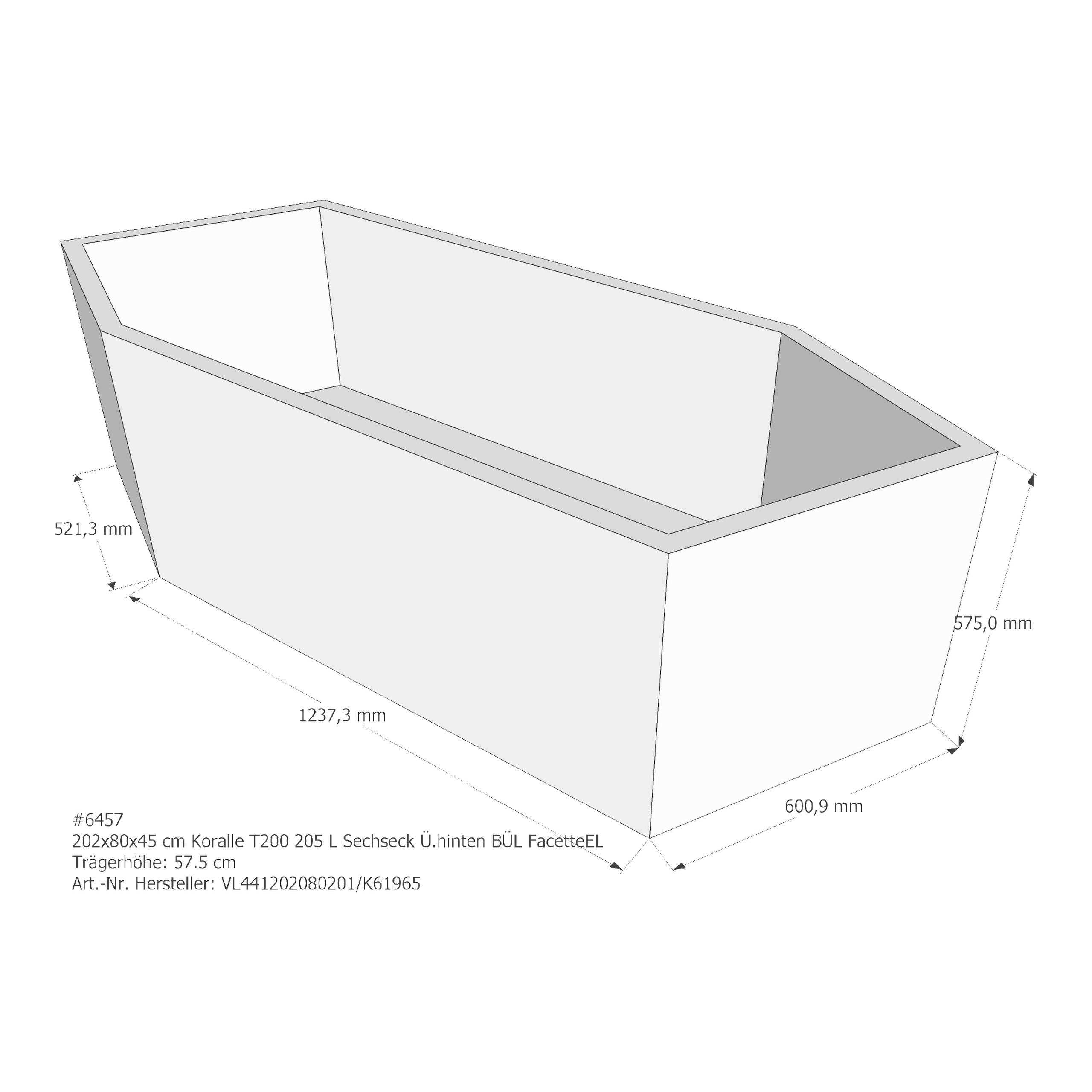 Badewannenträger für Koralle T200 205 L (Facette EL) 202 × 80 × 45 cm Badewannenträger für Koralle T200 205 L (Facette EL) 202 × 80 × 45 cm