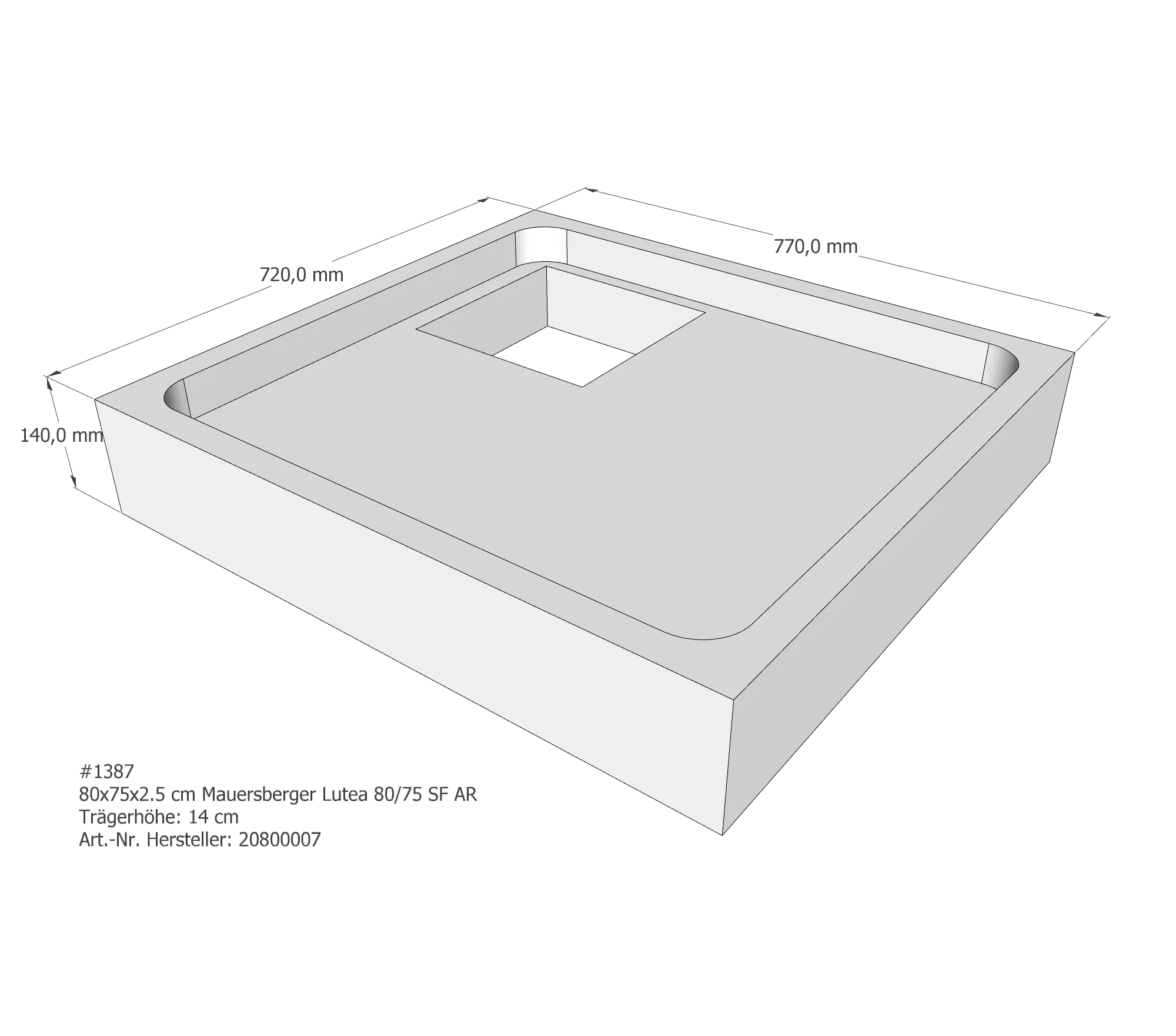 Duschwannenträger für Mauersberger Lutea 80/75 SF 80 × 75 × 2,5 cm Duschwannenträger für Mauersberger Lutea 80/75 SF 80 × 75 × 2,5 cm