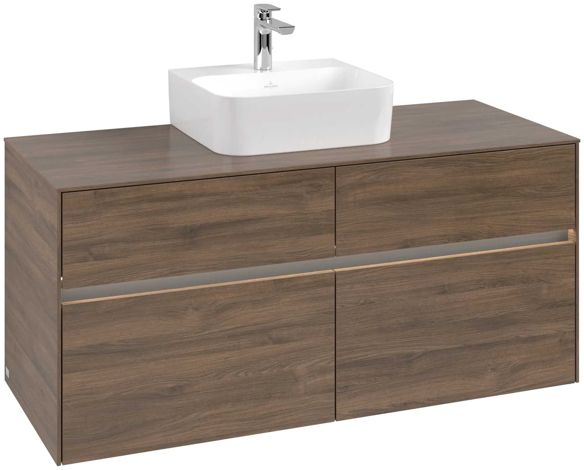Villeroy & Boch Waschtischunterschrank „Collaro“ 1200 × 548 × 500 mm Arizona Oak, mit Beleuchtung, für Becken mittig