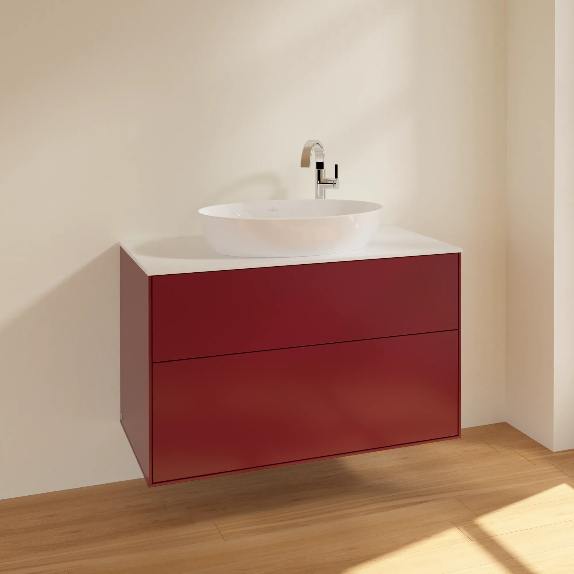 Villeroy & Boch Waschtischunterschrank „Finion“ für Schrankwaschtisch 1000 × 603 × 501 mm Peony Matt Lacquer, für Becken mittig, mit Hahnlochbohrung Villeroy & Boch Waschtischunterschrank „Finion“ für Schrankwaschtisch 1000 × 603 × 501 mm Peony Matt Lacquer, für Becken mittig, mit Hahnlochbohrung