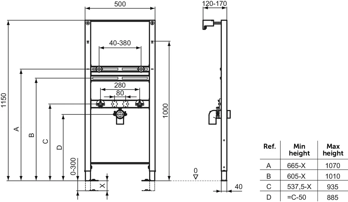 Ideal Standard Vorwand-/Einbauelement für Waschtisch „ProSys“ 115 × 50 × 12 cm Ideal Standard Vorwand-/Einbauelement für Waschtisch „ProSys“ 115 × 50 × 12 cm