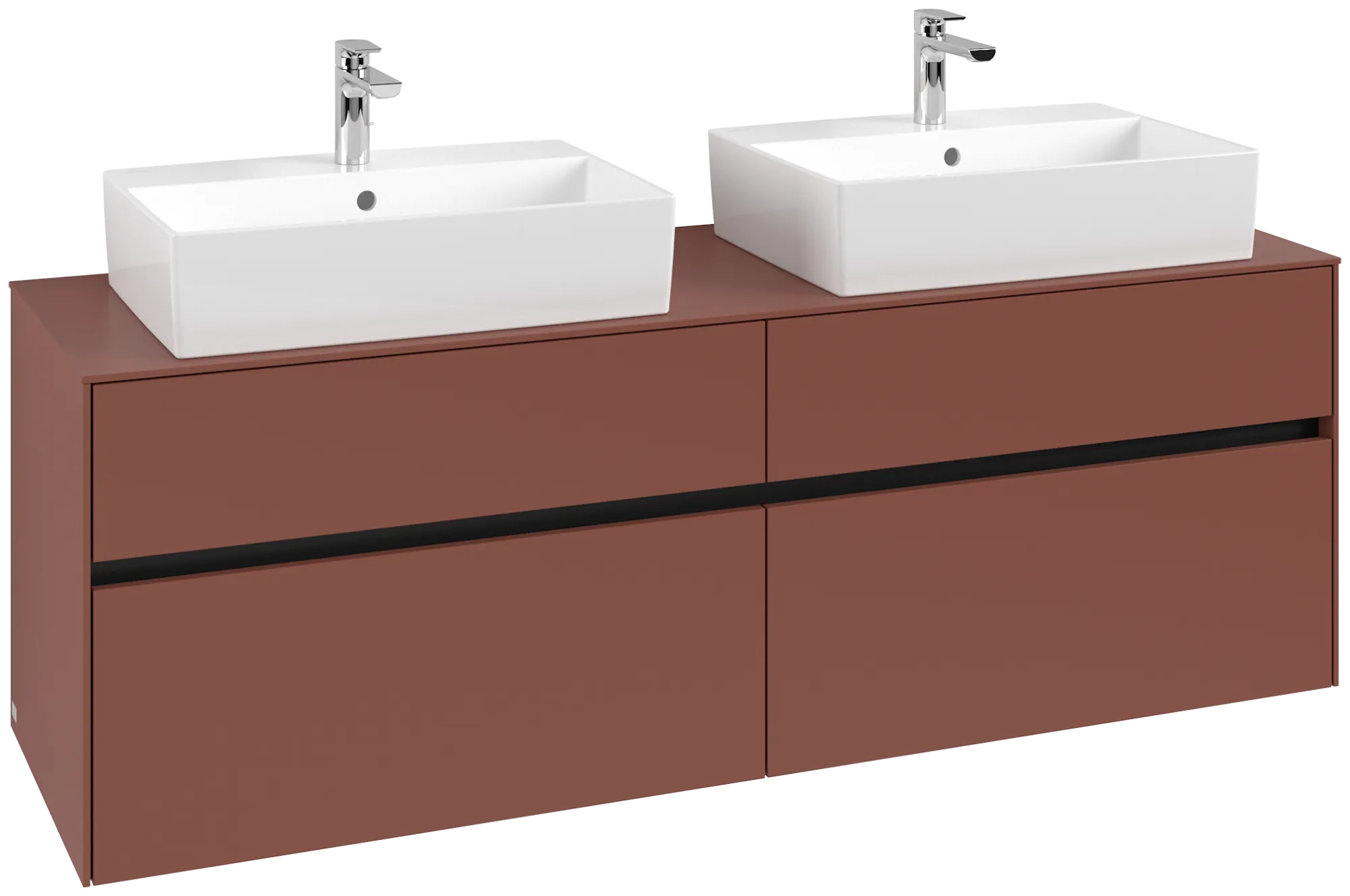 Villeroy & Boch Waschtischunterschrank „Collaro“ 1600 × 548 × 500 mm Wine Red, ohne Beleuchtung, für links und rechts Villeroy & Boch Waschtischunterschrank „Collaro“ 1600 × 548 × 500 mm Wine Red, ohne Beleuchtung, für links und rechts